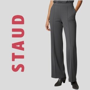 Staud Knack Pants Gray Size: XL Flare with Center Seam Luxury Trousers Grey